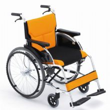 MIKI三貴手動輪椅車MCS-43L 橙色 W3航鈦鋁合金 免充氣 大輪手推輪椅
