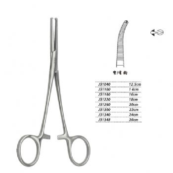 金鐘止血鉗彎有鉤 J31300 22cm 彎有鉤