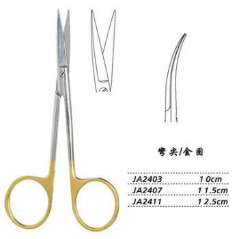 金鐘小血管剪彎尖 JA2403 10cm 彎尖 金圈