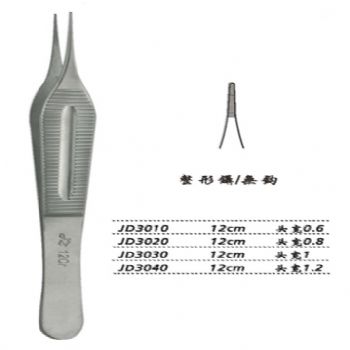 金鐘整形鑷  JD3020 12cm 無鉤 頭寬 0.8