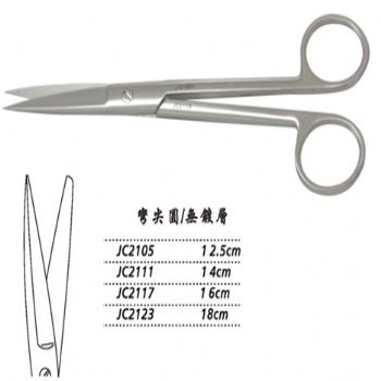金鐘手術(shù)剪彎尖圓 JC2105 12.5cm 彎尖圓 WD