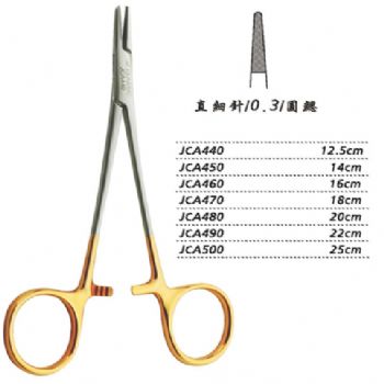 金鐘硬質合金鑲片持針鉗直 細針 JCA480 20cm 直 細針 0.3 圓鰓