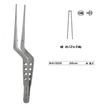 金鐘顯微鑷槍形 NA1050 20cm 槍形 2×3鉤 頭寬 2
