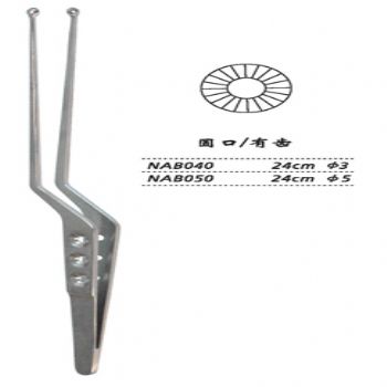 金鐘腫瘤摘除鑷  NAB040 24cm 圓口 有齒 φ3