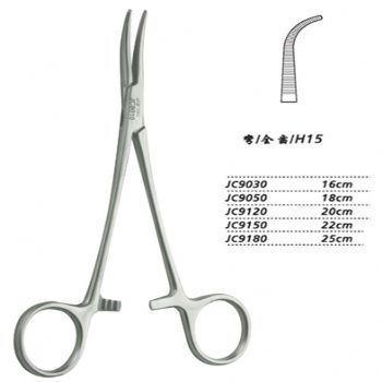 金鐘止血鉗胸腔止血鉗 JC9050 18cm 彎全齒 H15