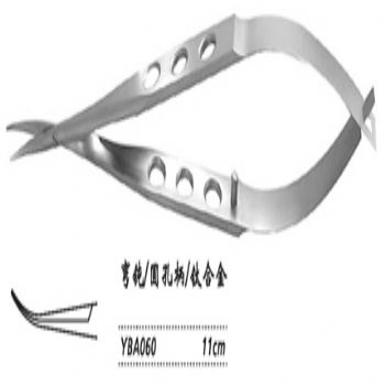 金鐘角膜剪  YBA060 彎鈍 刃長12 圓孔柄（鈦）