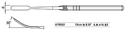 金鐘鼻中隔剝離器角彎 H7R050 19cm 角彎30° 長圓刃 頭寬6