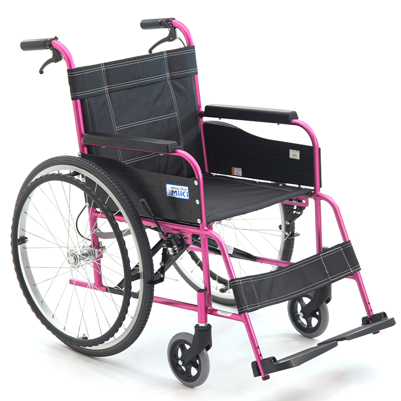 MIKI三貴手動輪椅車M-43K 粉色車架